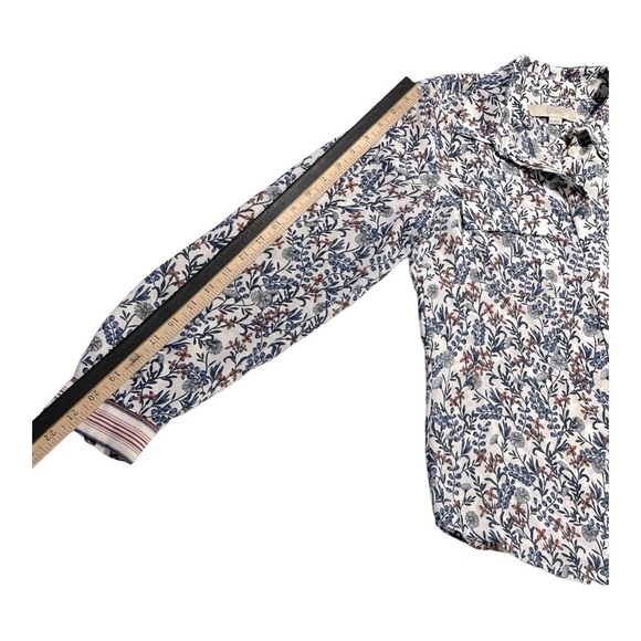 Ann Taylor Loft White  Floral Long Sleeve Top - Picture 11 of 12